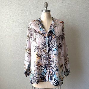 JOHNNY WAS Shining Agatha Silk Shirt Button Down Top RARE!!!